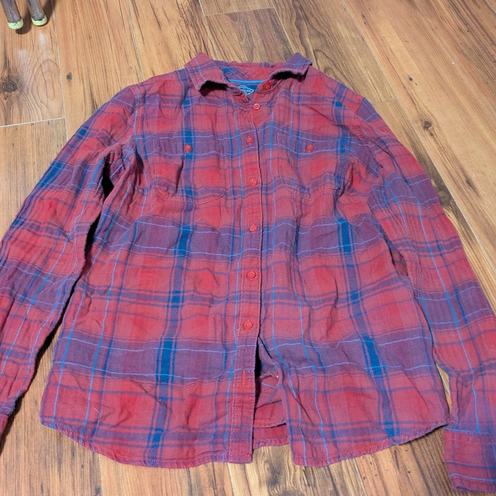 St. John's Bay Red and Blue Plaid Casual womens Shirt